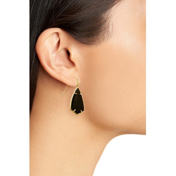 Kendra Scott Black Gold Drop Earrings NWT - Picture 2 of 2